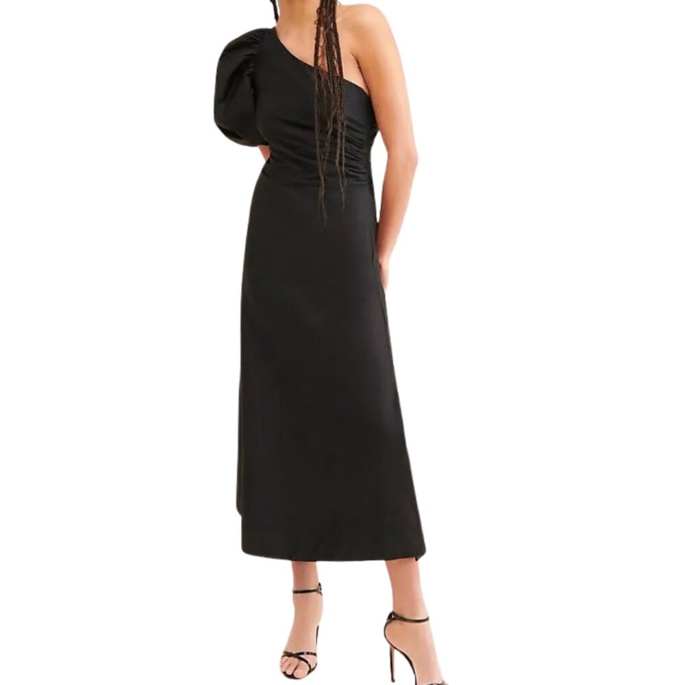 Anthropologie Aureta One-Shoulder Puff-Sleeve Dress Size XL